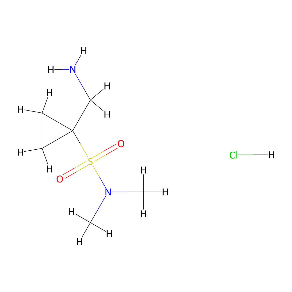 1-(aminomethyl)-N,N-dimethylcyclopropane-1-sulfonamide hydrochloride molecular structure, CAS 2094319-46-5