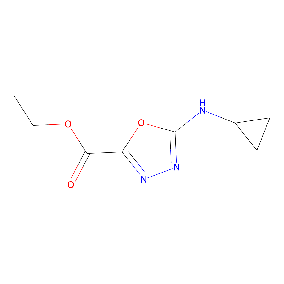 Ethyl 5-(cyclopropylamino)-1,3,4-oxadiazole-2-carboxylate molecular structure, CAS 2094327-70-3