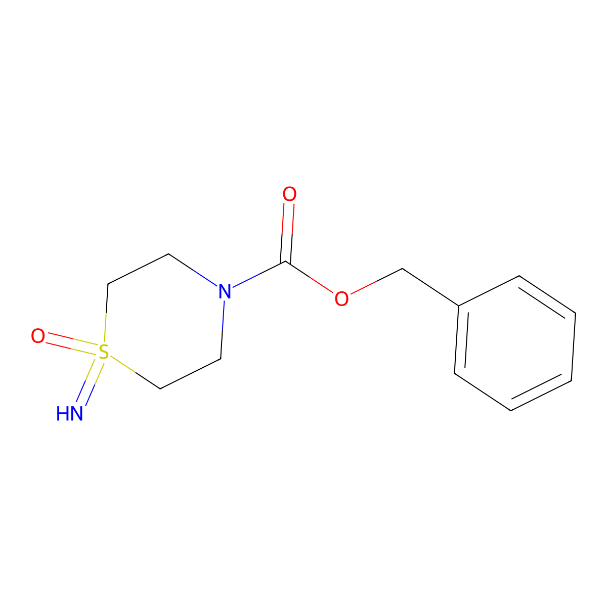 Benzyl 1-imino-1-oxo-1lambda6-thiomorpholine-4-carboxylate molecular structure, CAS 2094335-08-5