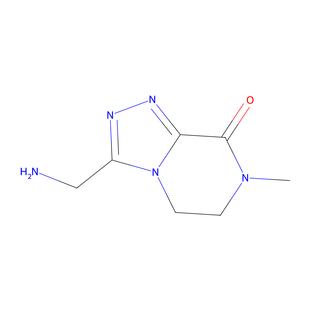 3-(aminomethyl)-7-methyl-5H,6H,7H,8H-[1,2,4]triazolo[4,3-a]pyrazin-8-one molecular structure, CAS 2094340-66-4