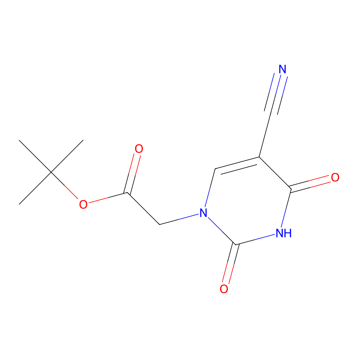 Tert-butyl 2-(5-cyano-2,4-dioxo-1,2,3,4-tetrahydropyrimidin-1-yl)acetate molecular structure, CAS 2094350-24-8