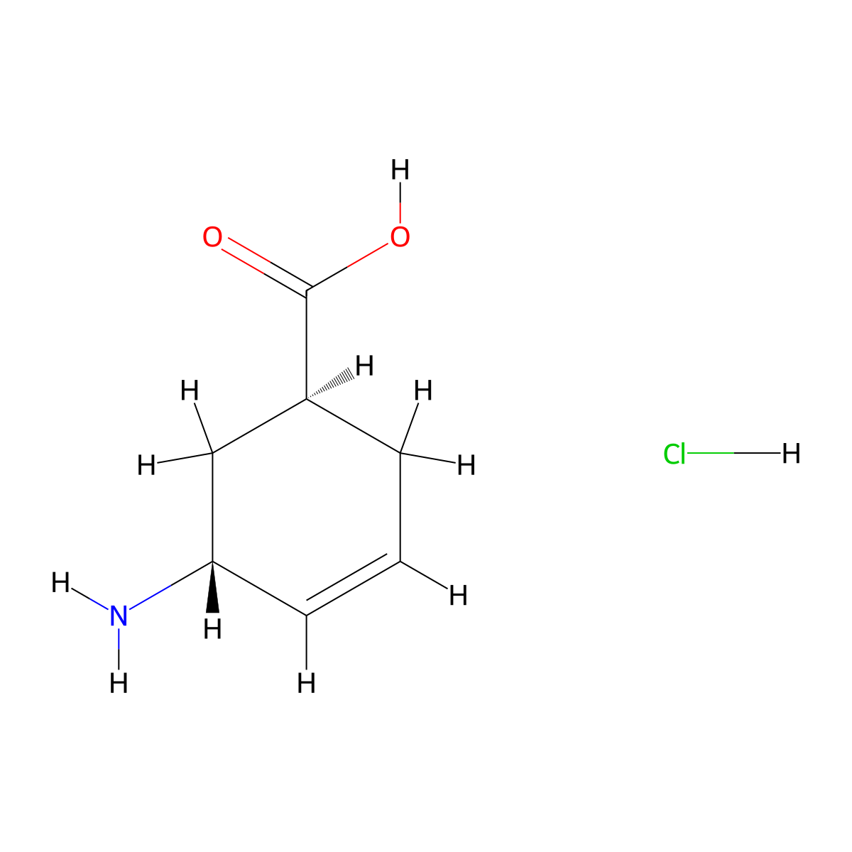 (1S,5R)-5-aminocyclohex-3-ene-1-carboxylic acid hydrochloride molecular structure, CAS 2094353-77-0