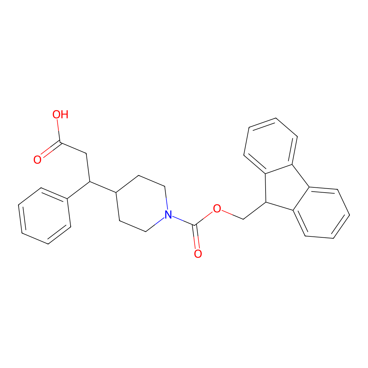 3-(1-{[(9H-fluoren-9-yl)methoxy]carbonyl}piperidin-4-yl)-3-phenylpropanoic acid molecular structure, CAS 2094360-58-2