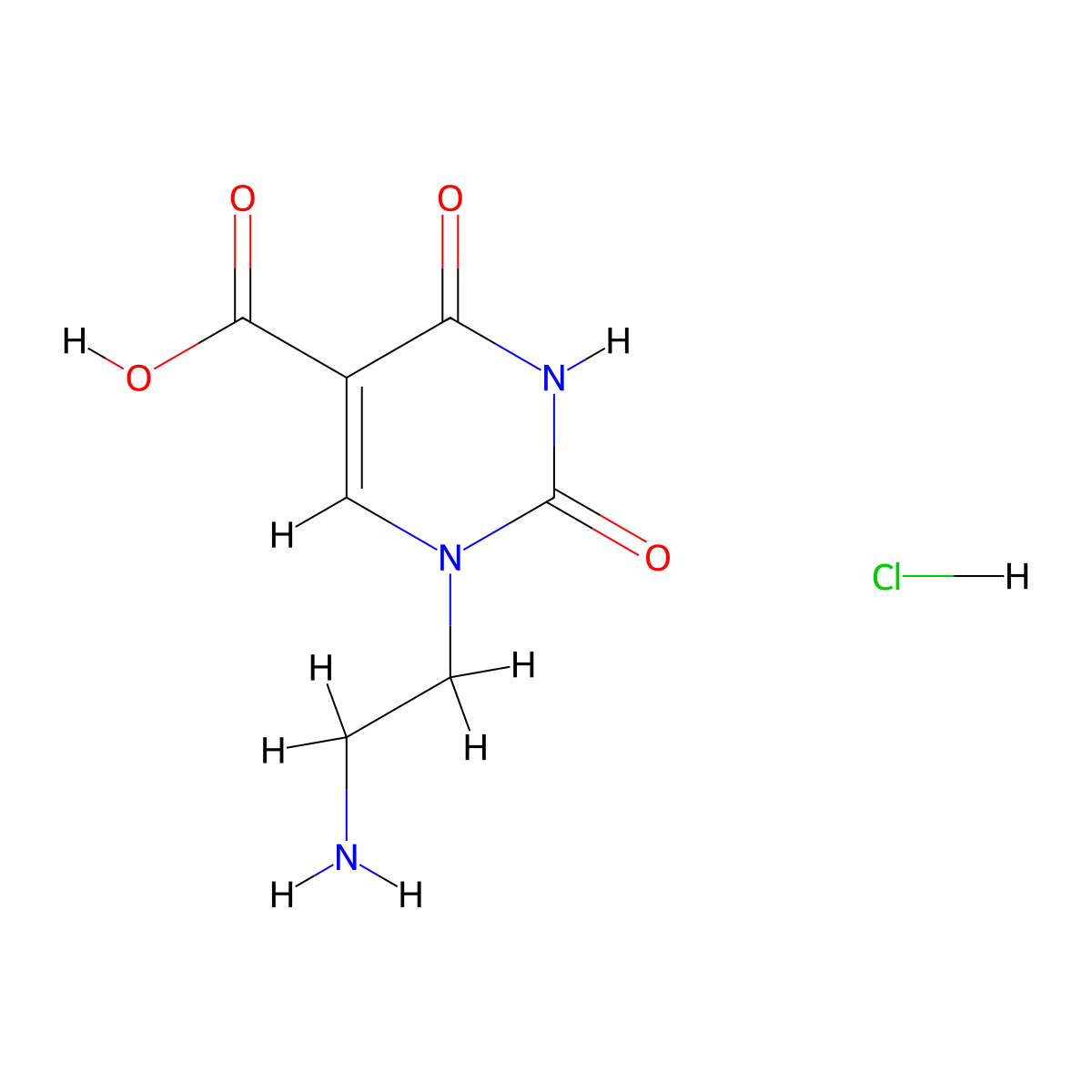 1-(2-Aminoethyl)-2,4-dioxo-1,2,3,4-tetrahydropyrimidine-5-carboxylic acid hydrochloride molecular structure, CAS 2094379-52-7