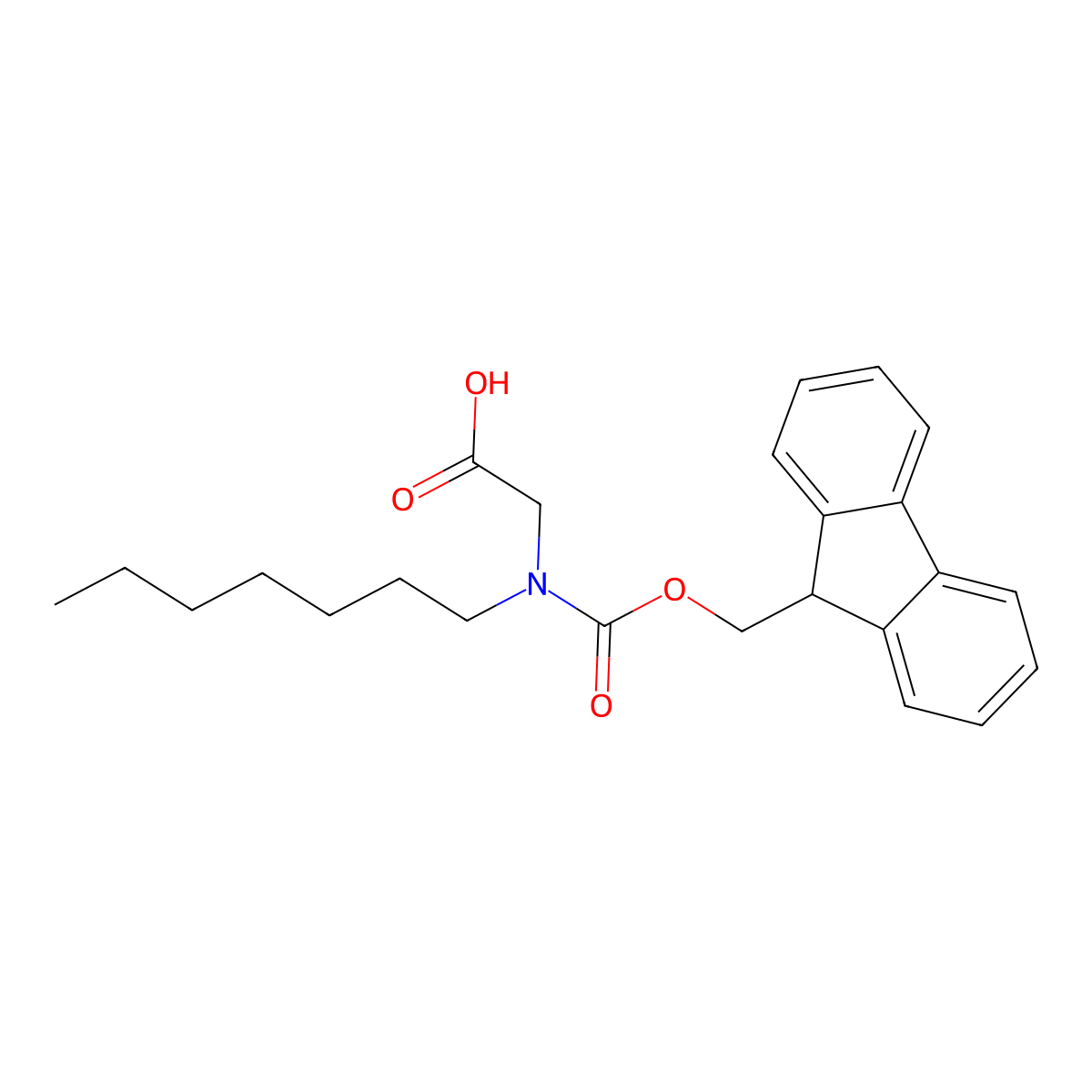 2-({[(9H-fluoren-9-yl)methoxy]carbonyl}(heptyl)amino)acetic acid molecular structure, CAS 2094384-49-1