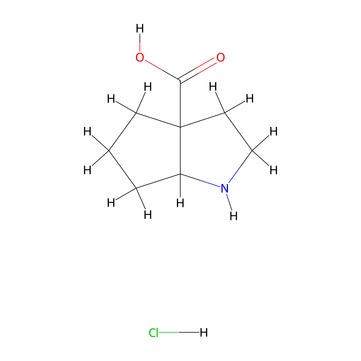 Octahydrocyclopenta[b]pyrrole-3a-carboxylic acid hydrochloride molecular structure, CAS 2094391-97-4