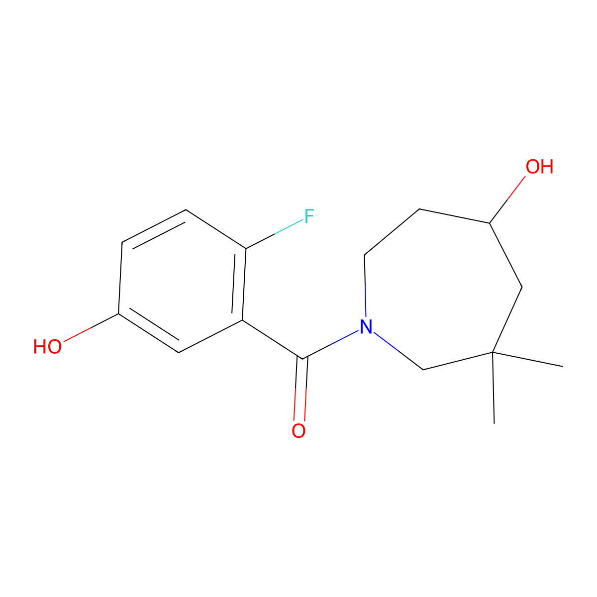 1-(2-Fluoro-5-hydroxybenzoyl)-6,6-dimethylazepan-4-ol molecular structure, CAS 2094393-78-7