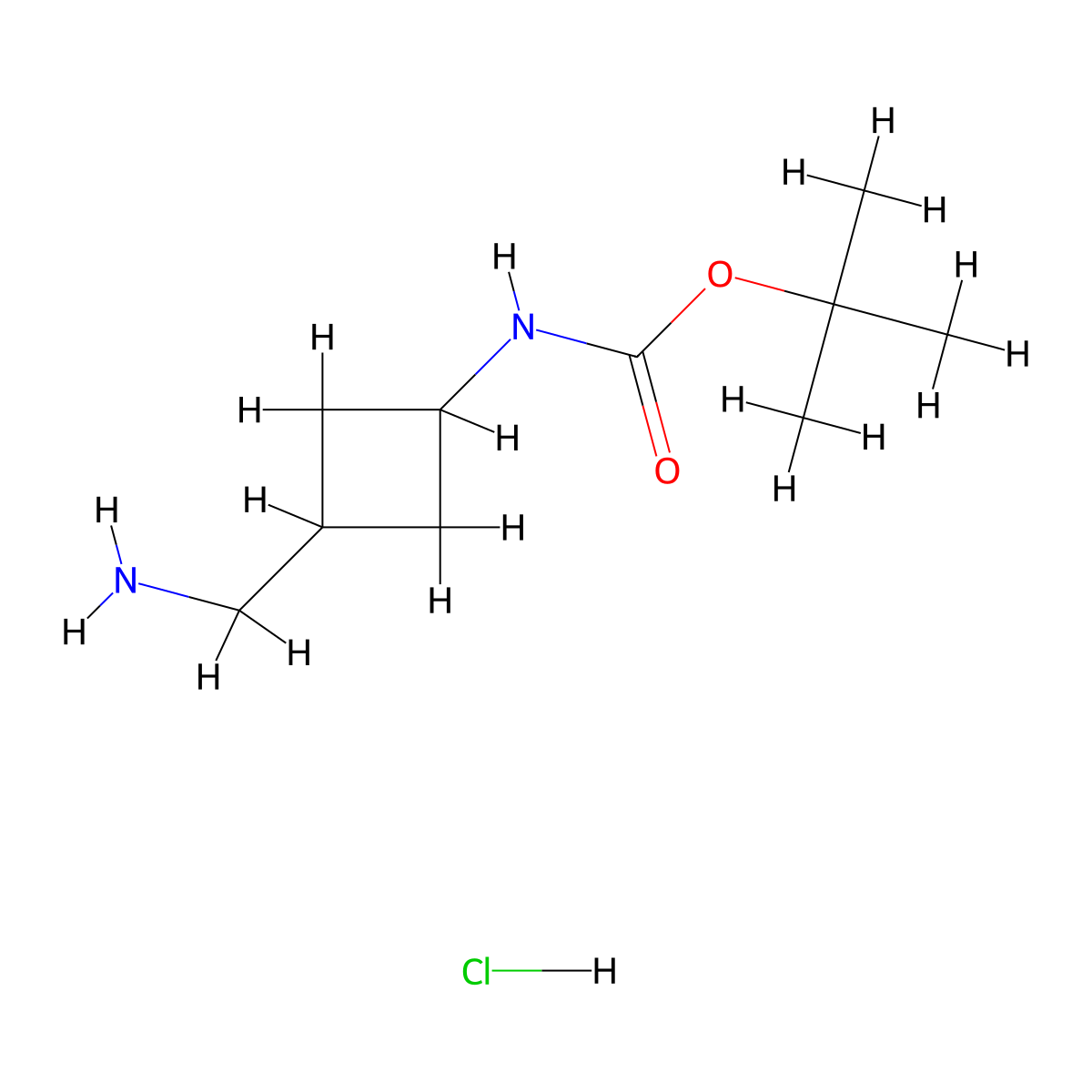 rac-{tert-butyl N-[(1s,3s)-3-(aminomethyl)cyclobutyl]carbamate} hydrochloride molecular structure, CAS 2094411-58-0