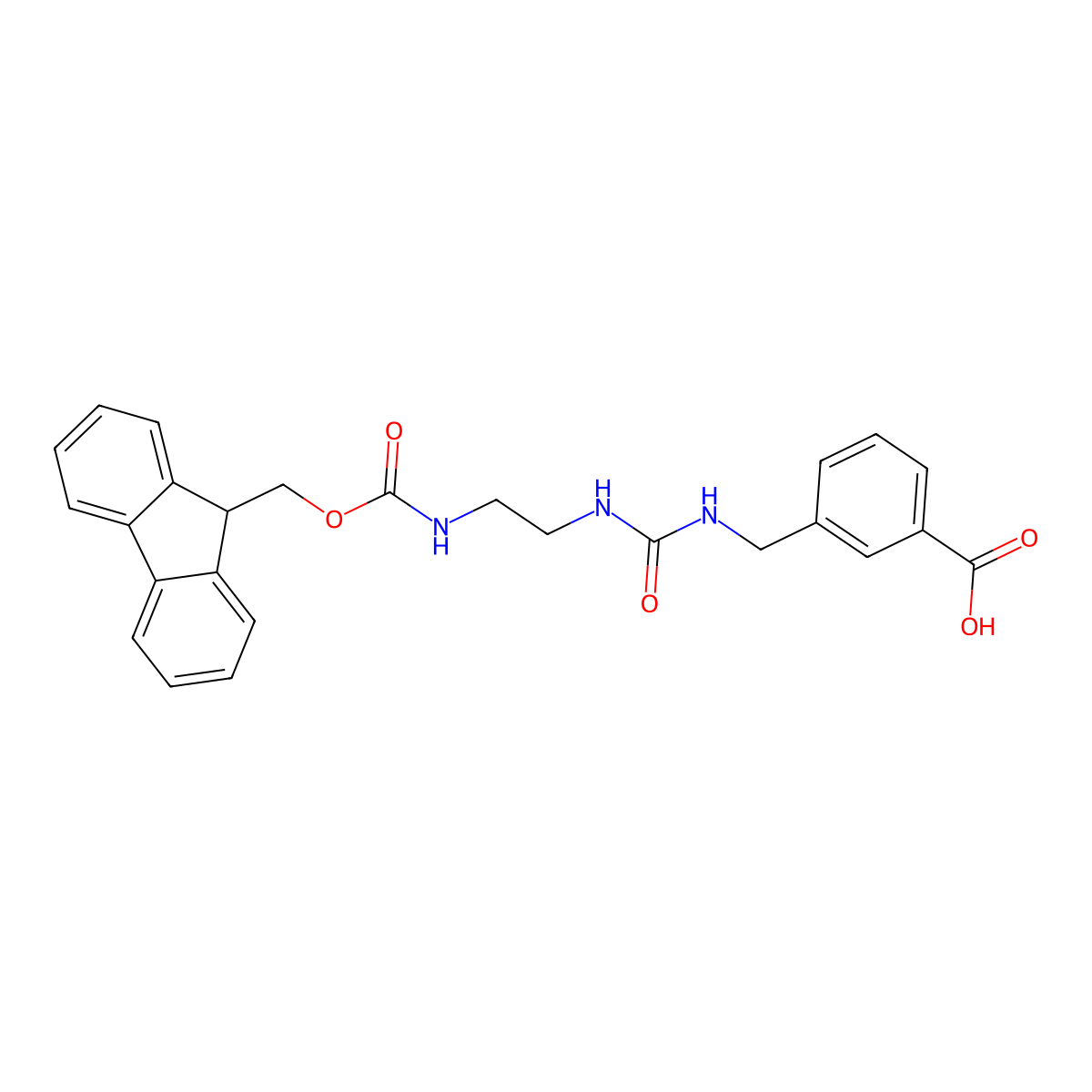 3-[({[2-({[(9H-fluoren-9-yl)methoxy]carbonyl}amino)ethyl]carbamoyl}amino)methyl]benzoic acid molecular structure, CAS 2094444-28-5