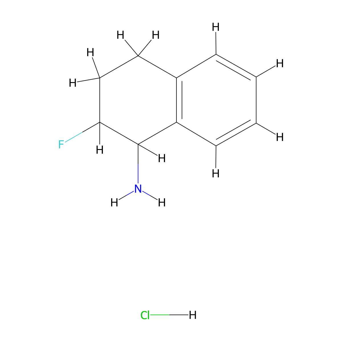 2-Fluoro-1,2,3,4-tetrahydronaphthalen-1-amine hydrochloride molecular structure, CAS 2094446-26-9
