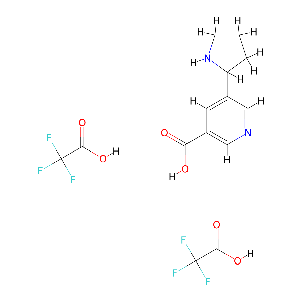 5-(Pyrrolidin-2-yl)pyridine-3-carboxylic acid; bis(trifluoroacetic acid) molecular structure, CAS 2094459-84-2