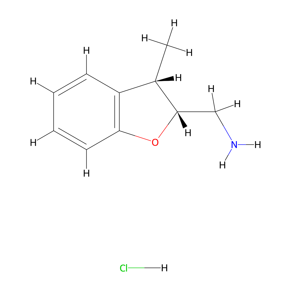 rac-[(2R,3S)-3-methyl-2,3-dihydro-1-benzofuran-2-yl]methanamine hydrochloride molecular structure, CAS 2094461-29-5