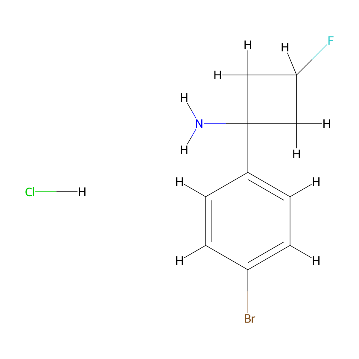 1-(4-Bromophenyl)-3-fluorocyclobutan-1-amine hydrochloride molecular structure, CAS 2094461-96-6