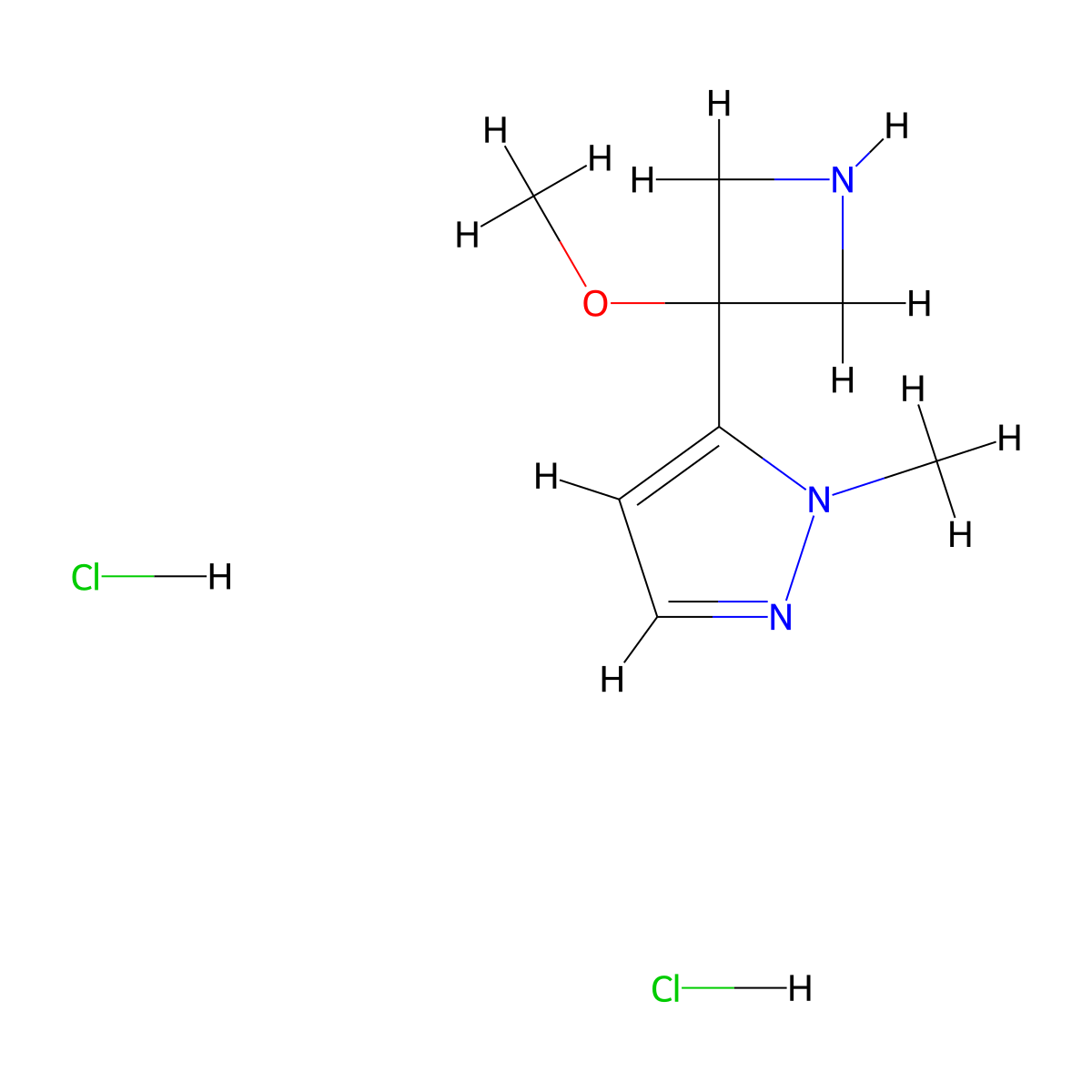 5-(3-methoxyazetidin-3-yl)-1-methyl-1H-pyrazole dihydrochloride molecular structure, CAS 2094488-45-4