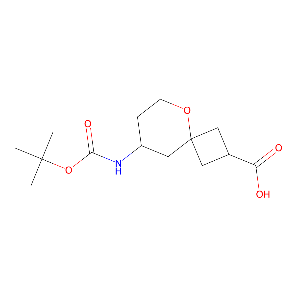 8-{[(Tert-butoxy)carbonyl]amino}-5-oxaspiro[3.5]nonane-2-carboxylic acid molecular structure, CAS 2094498-37-8