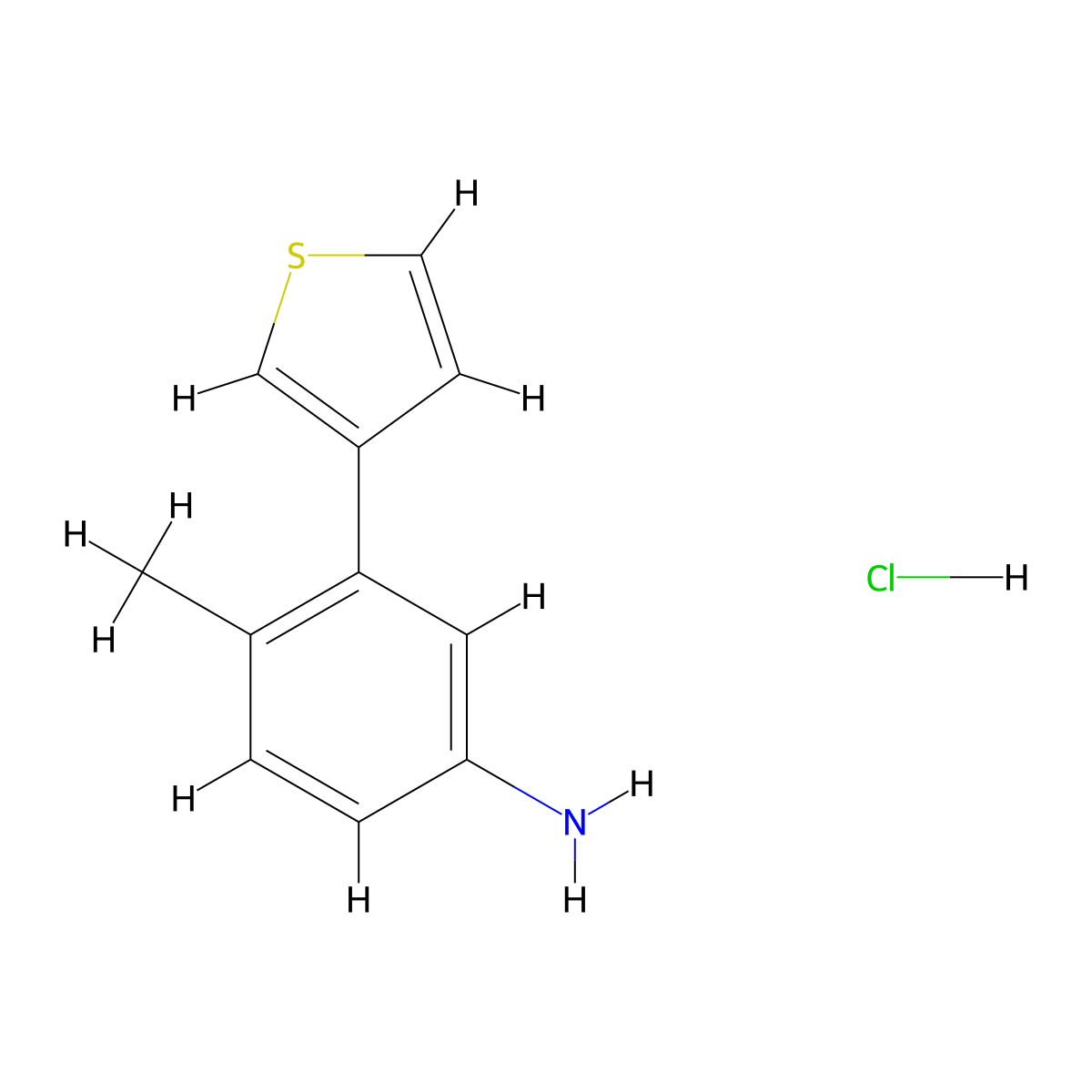 4-Methyl-3-(thiophen-3-yl)aniline hydrochloride molecular structure, CAS 2094499-08-6