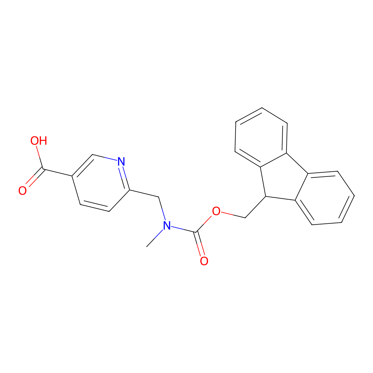 6-[({[(9H-fluoren-9-yl)methoxy]carbonyl}(methyl)amino)methyl]pyridine-3-carboxylic acid molecular structure, CAS 2094502-25-5