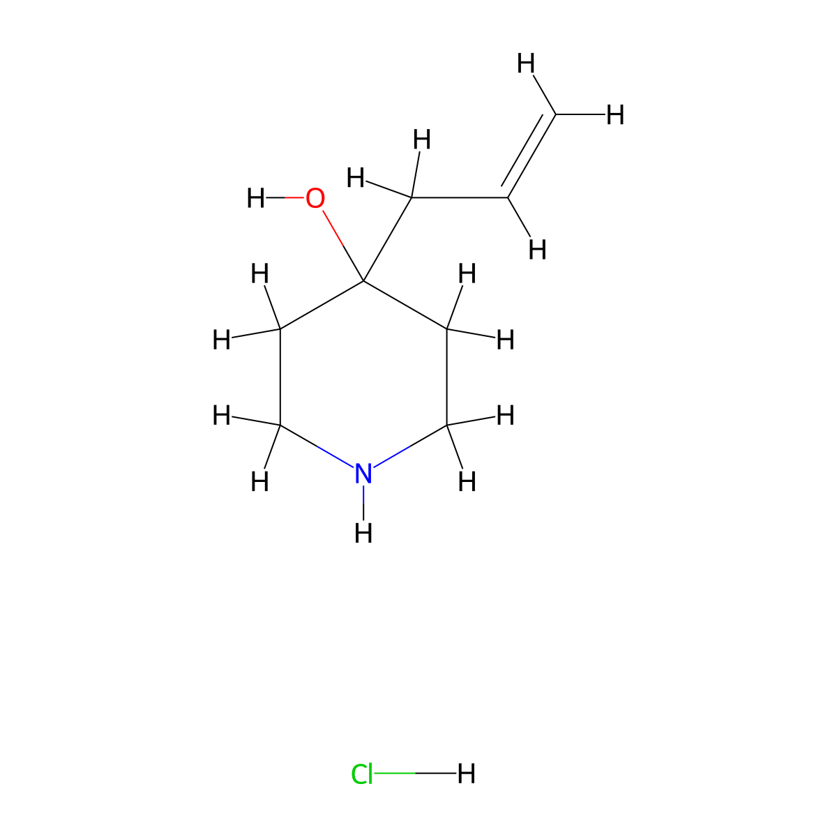 4-(Prop-2-en-1-yl)piperidin-4-ol hydrochloride molecular structure, CAS 2094519-70-5