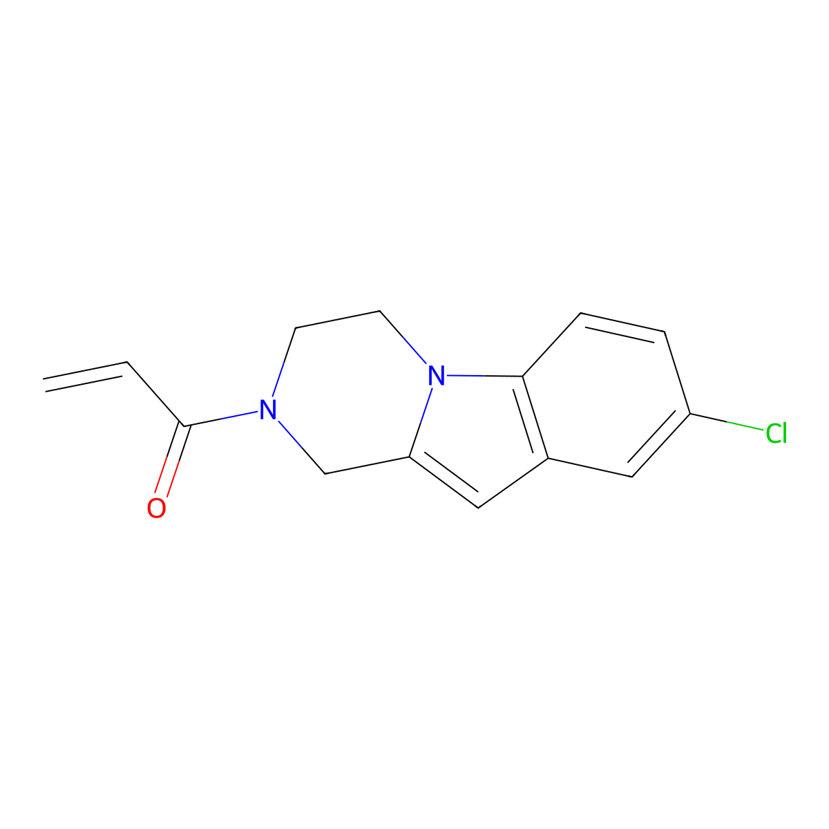 1-{8-chloro-1H,2H,3H,4H-pyrazino[1,2-a]indol-2-yl}prop-2-en-1-one molecular structure, CAS 2094533-65-8