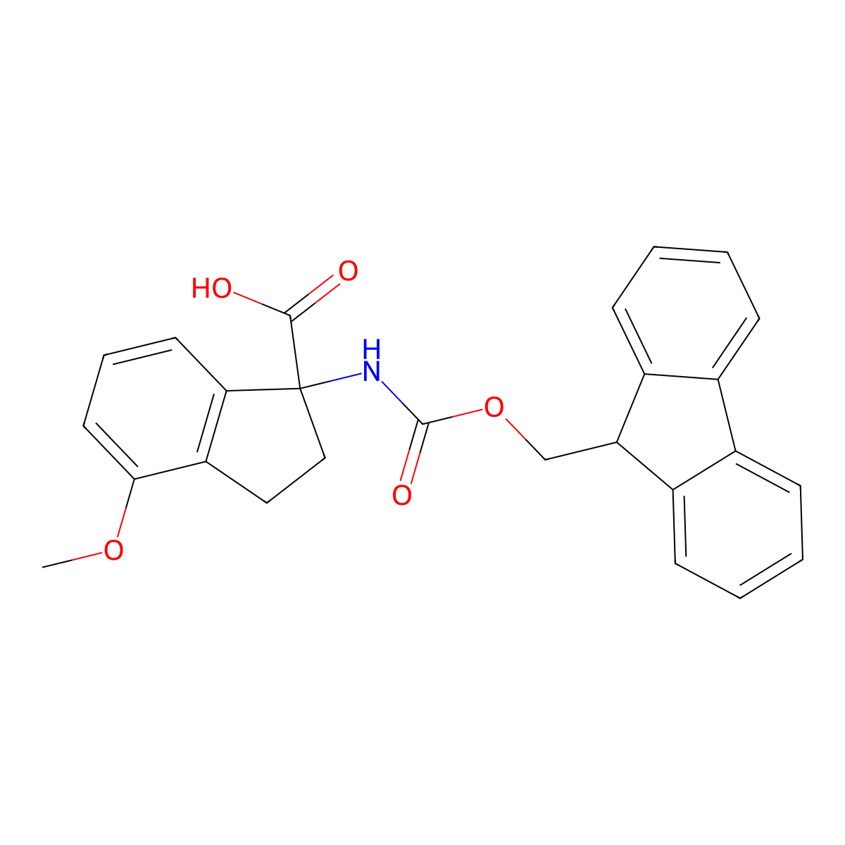1-({[(9H-fluoren-9-yl)methoxy]carbonyl}amino)-4-methoxy-2,3-dihydro-1H-indene-1-carboxylic acid molecular structure, CAS 2094568-26-8