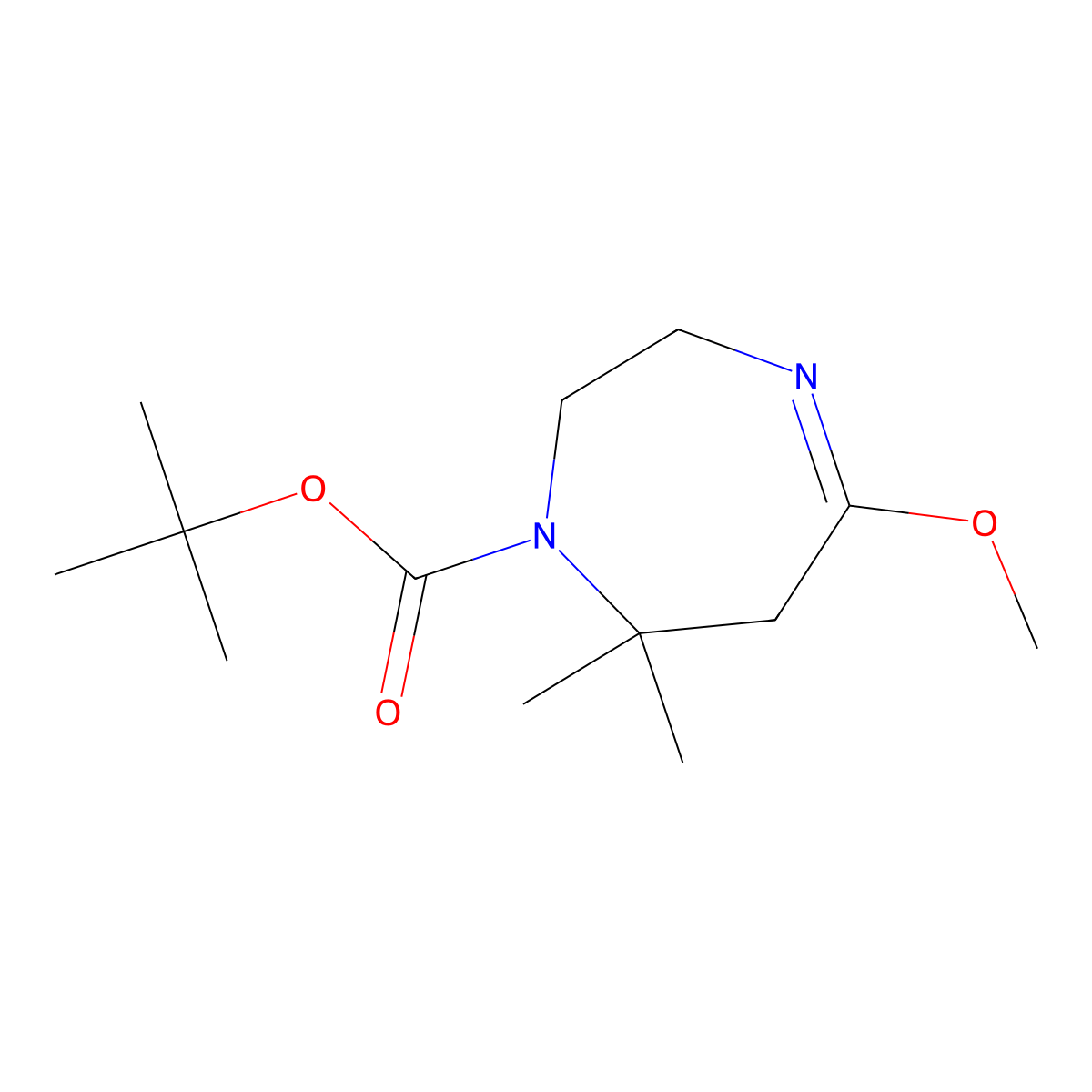tert-butyl 5-methoxy-7,7-dimethyl-2,3,6,7-tetrahydro-1H-1,4-diazepine-1-carboxylate molecular structure, CAS 2094568-66-6