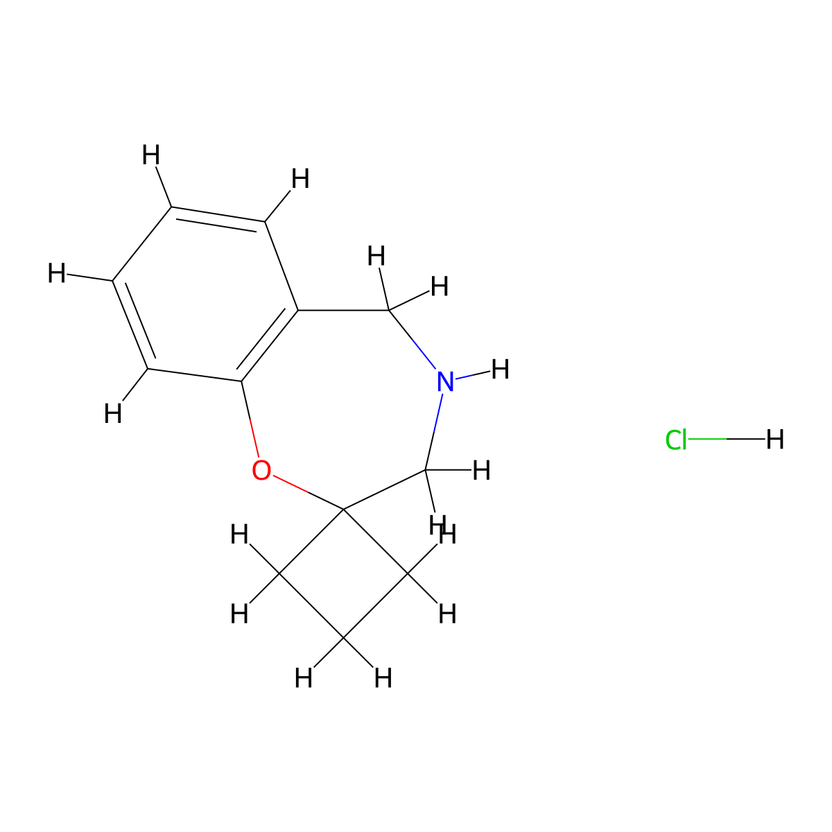 4,5-dihydro-3H-spiro[1,4-benzoxazepine-2,1'-cyclobutane] hydrochloride molecular structure, CAS 2094570-65-5