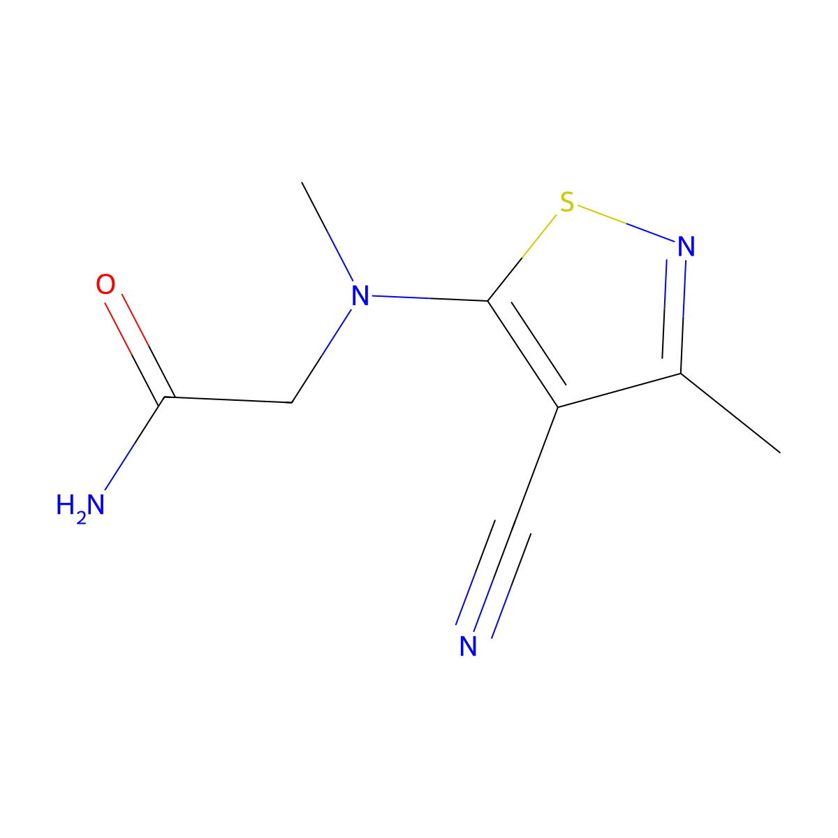 2-[(4-Cyano-3-methyl-1,2-thiazol-5-yl)(methyl)amino]acetamide molecular structure, CAS 2094578-29-5