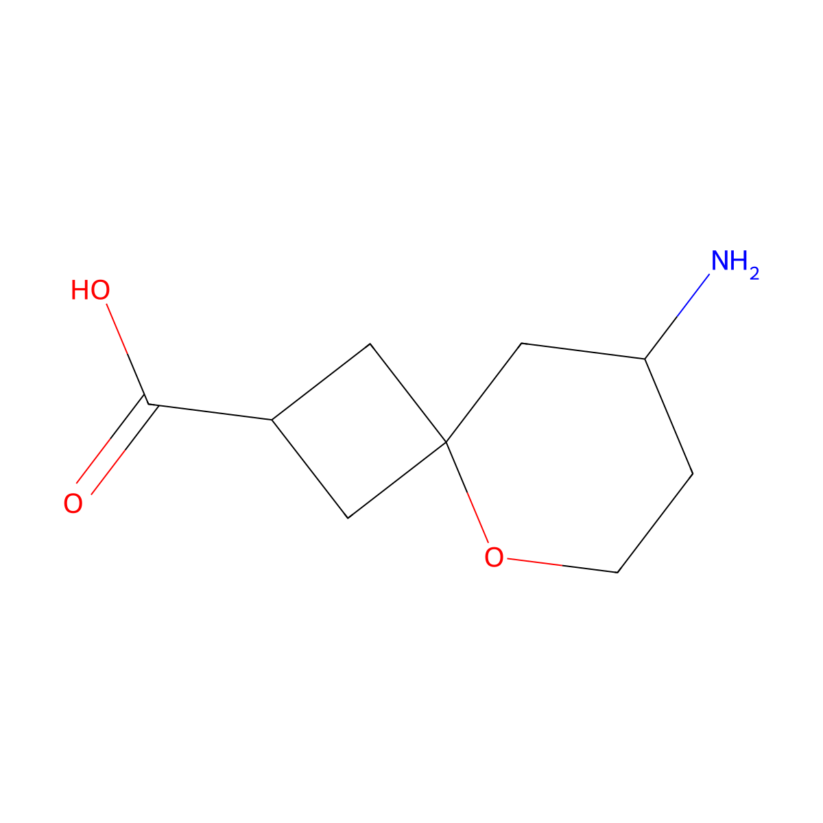 8-Amino-5-oxaspiro[3.5]nonane-2-carboxylic acid molecular structure, CAS 2094589-29-2
