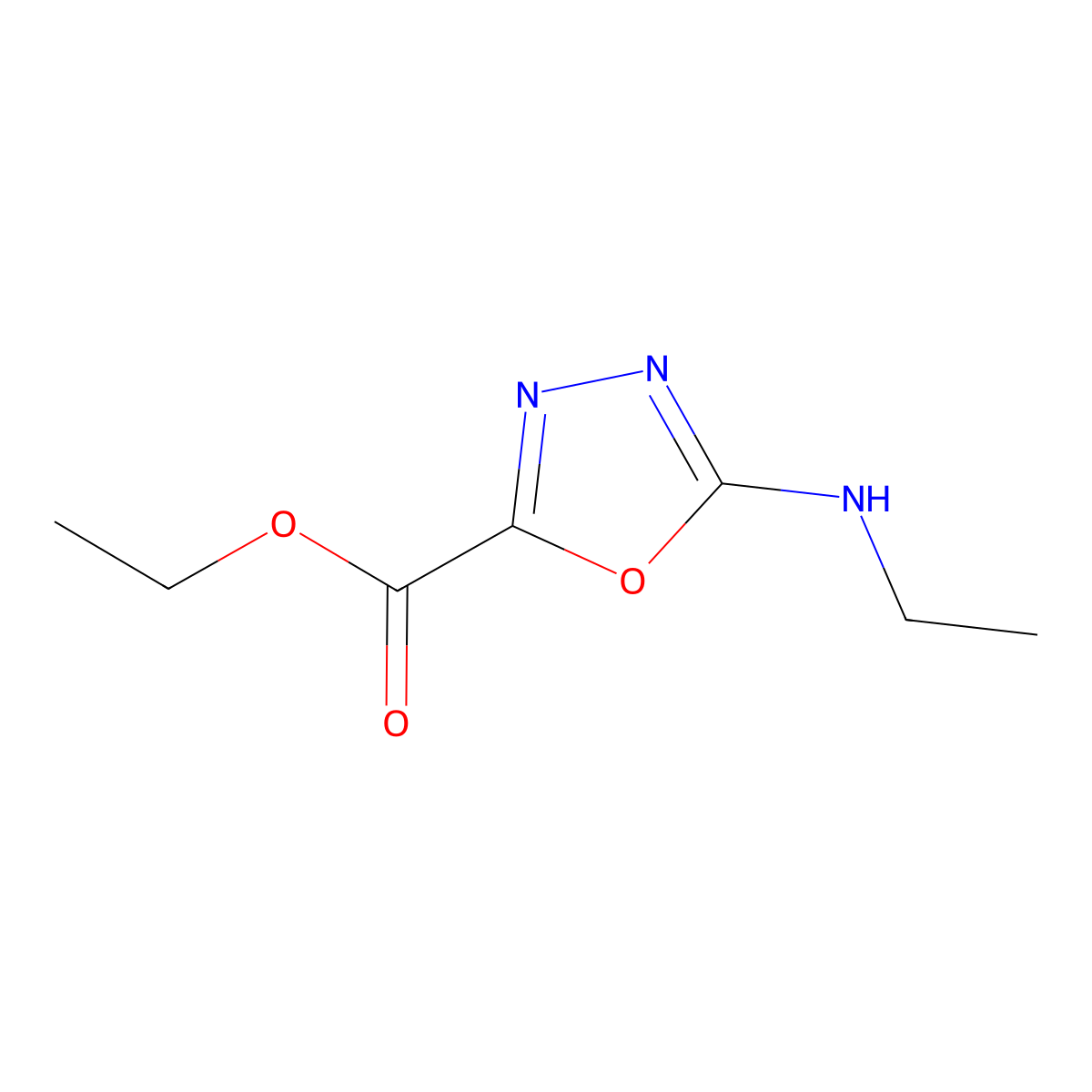 Ethyl 5-(ethylamino)-1,3,4-oxadiazole-2-carboxylate molecular structure, CAS 2094590-38-0