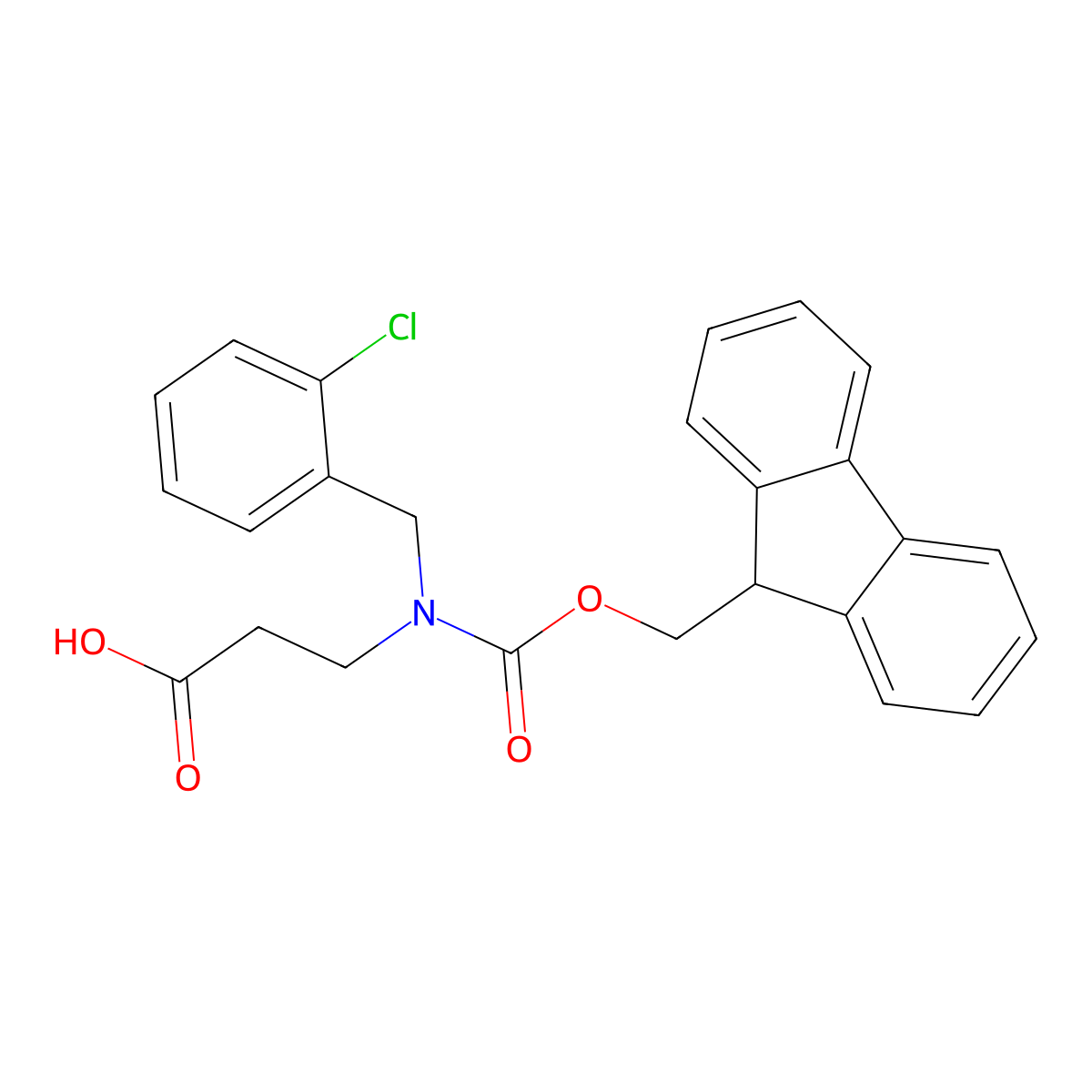 3-{[(2-chlorophenyl)methyl]({[(9H-fluoren-9-yl)methoxy]carbonyl})amino}propanoic acid molecular structure, CAS 2094598-61-3