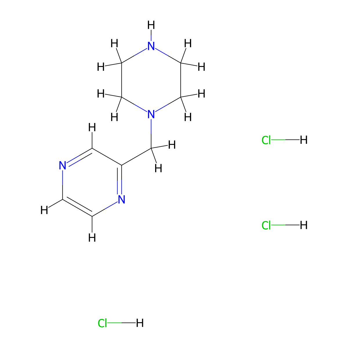 2-[(Piperazin-1-yl)methyl]pyrazine trihydrochloride molecular structure, CAS 2094607-70-0