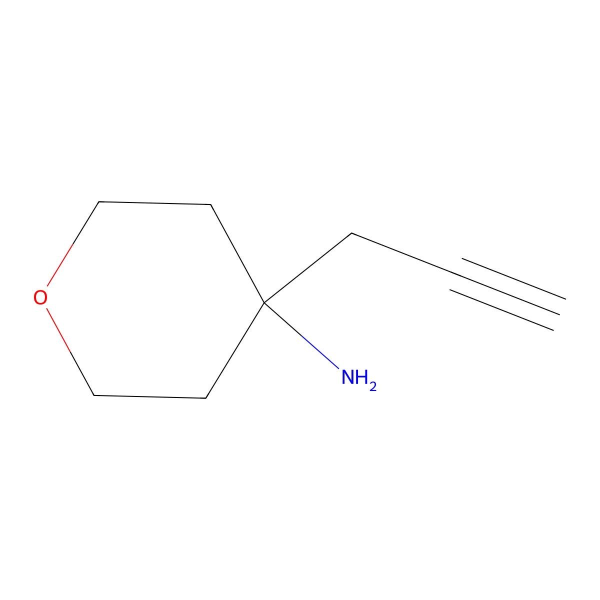 4-(Prop-2-yn-1-yl)oxan-4-amine molecular structure, CAS 2094610-29-2