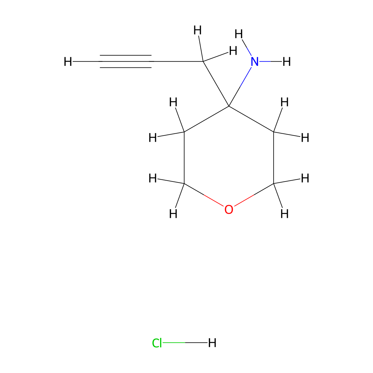 4-(Prop-2-yn-1-yl)oxan-4-amine hydrochloride molecular structure, CAS 2094610-30-5