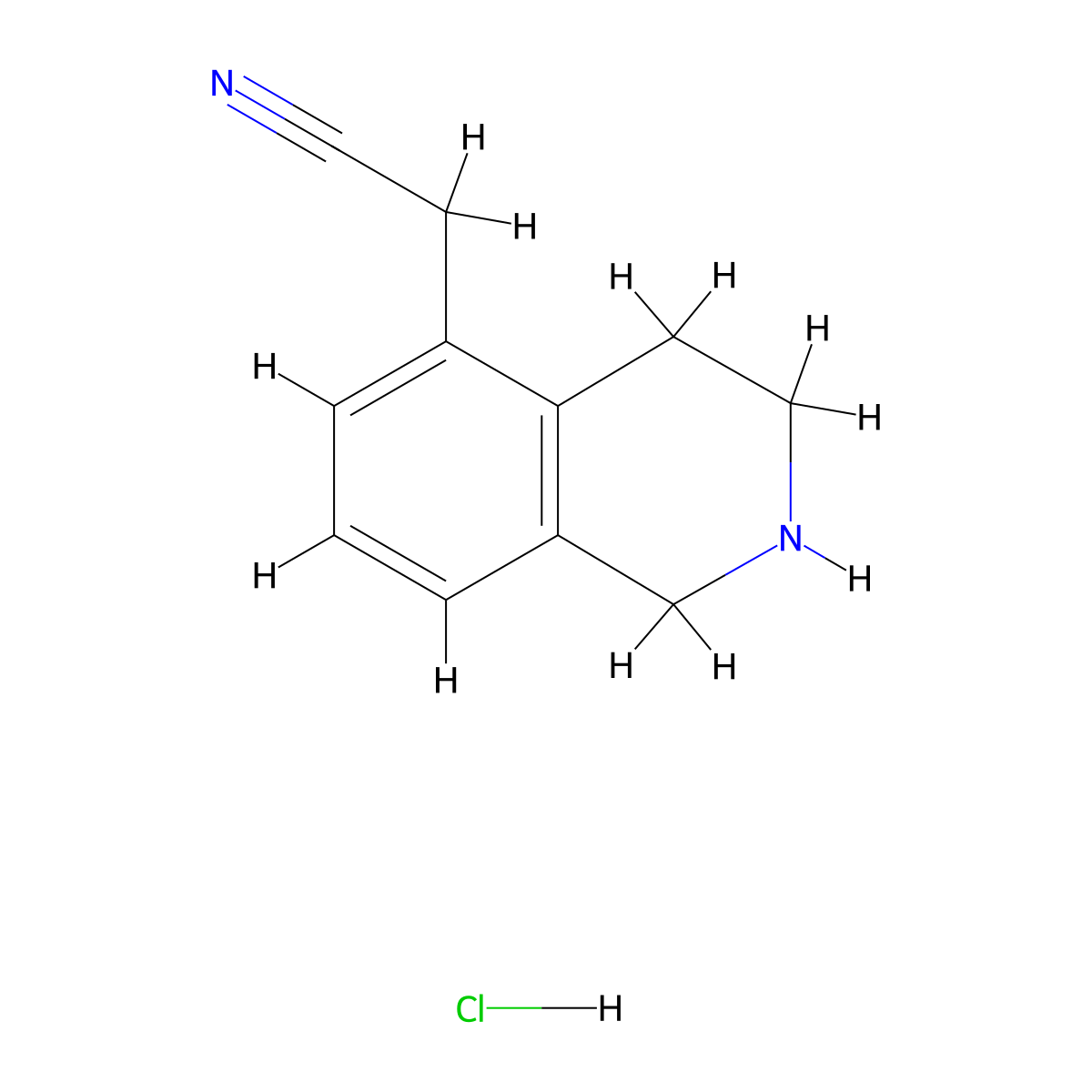 2-(1,2,3,4-Tetrahydroisoquinolin-5-yl)acetonitrile hydrochloride molecular structure, CAS 2094613-57-5