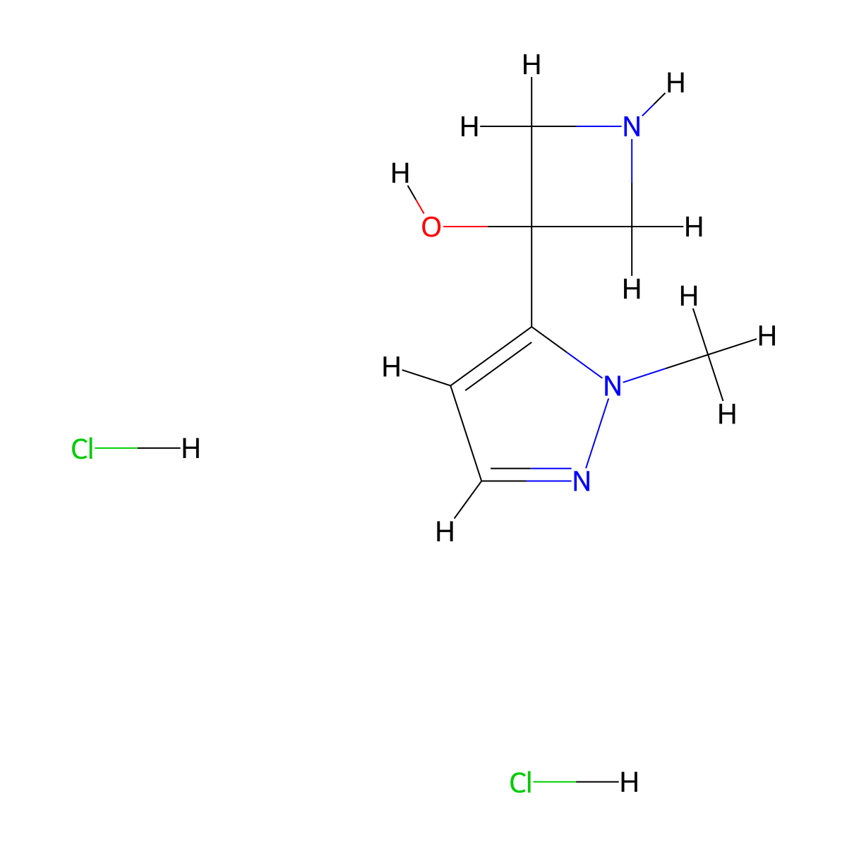 3-(1-methyl-1H-pyrazol-5-yl)azetidin-3-ol dihydrochloride molecular structure, CAS 2094614-36-3