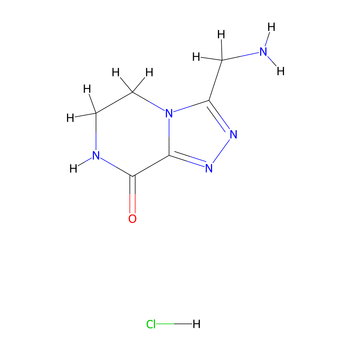3-(aminomethyl)-5H,6H,7H,8H-(1,2,4)triazolo(4,3-a)pyrazin-8-one hydrochloride molecular structure, CAS 2094616-87-0