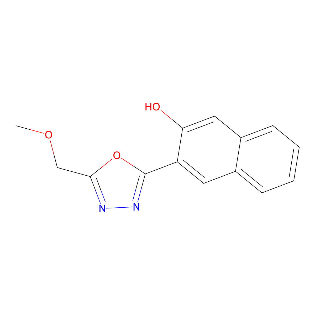 3-[5-(Methoxymethyl)-1,3,4-oxadiazol-2-yl]naphthalen-2-ol molecular structure, CAS 2094620-45-6