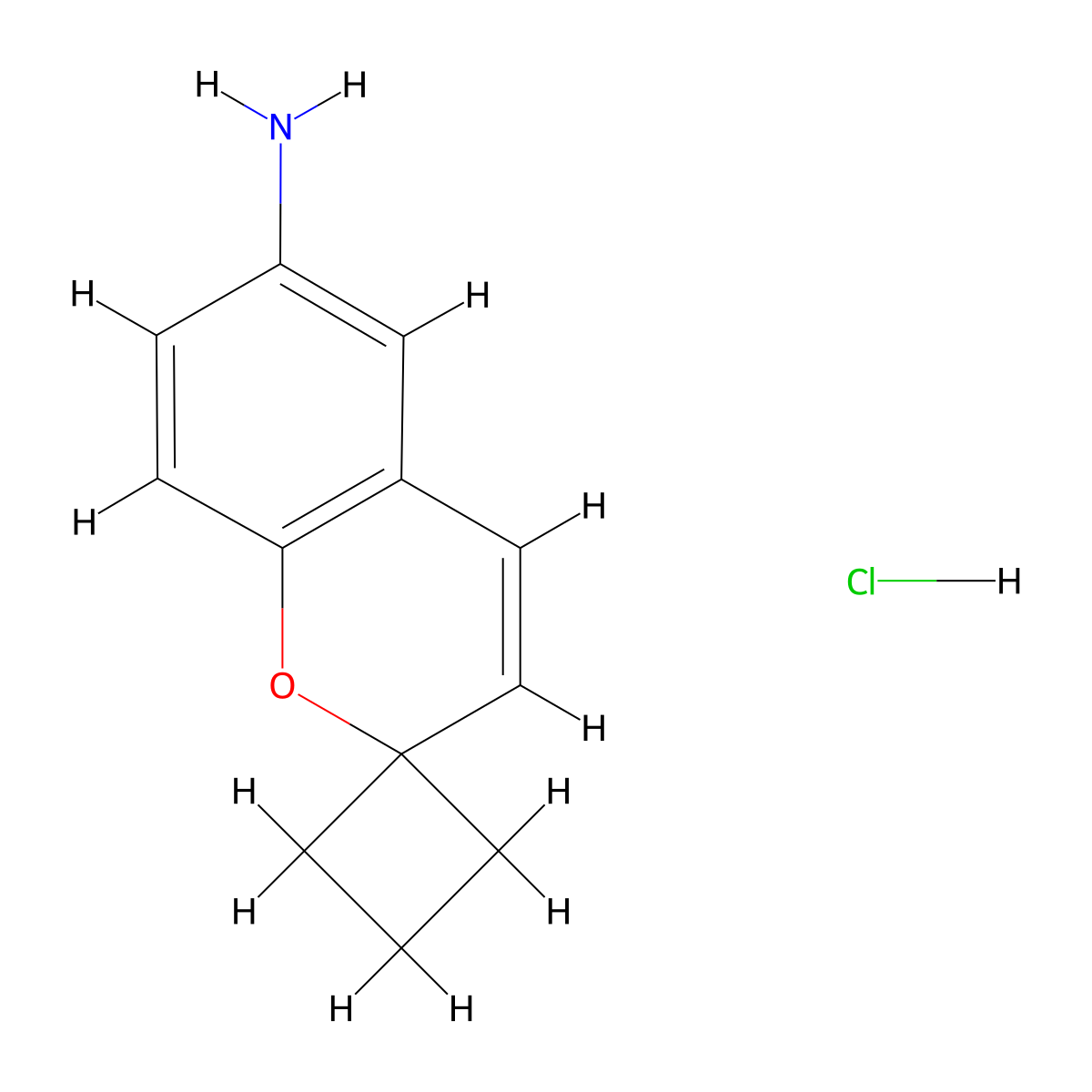 Spiro[chromene-2,1'-cyclobutane]-6-amine hydrochloride molecular structure, CAS 2094623-66-0