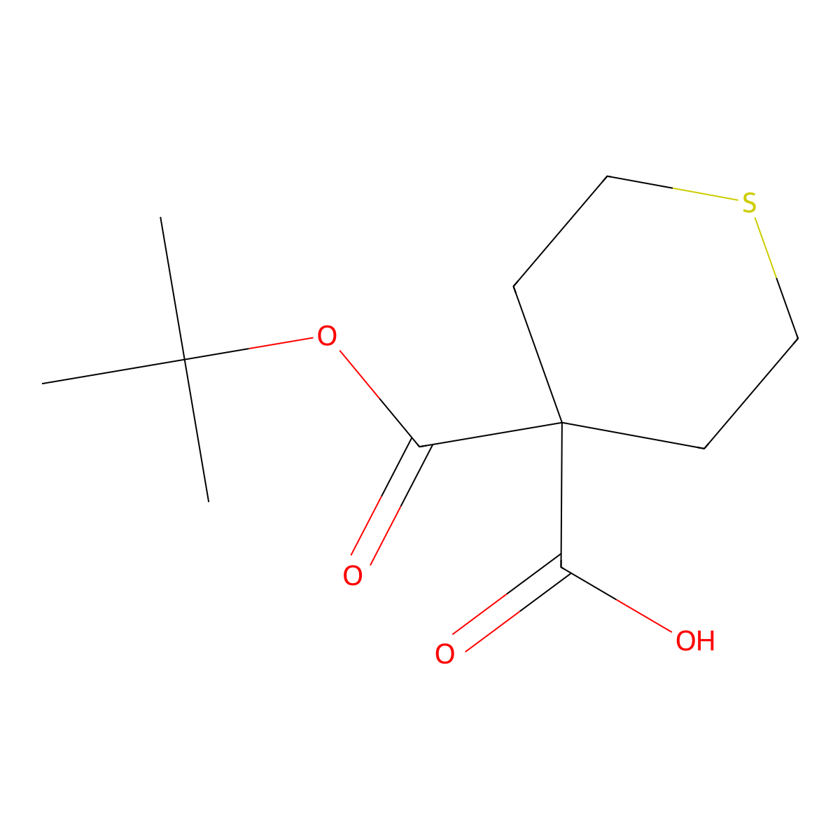 4-((Tert-butoxy)carbonyl)thiane-4-carboxylic acid molecular structure, CAS 2094633-54-0