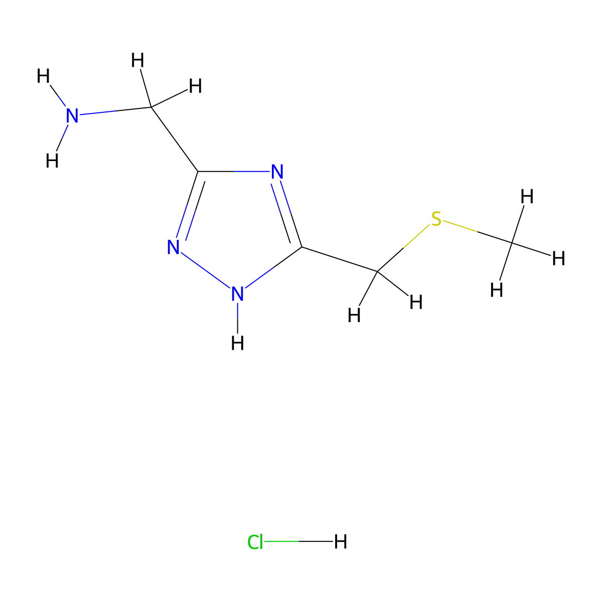 {5-[(methylsulfanyl)methyl]-4H-1,2,4-triazol-3-yl}methanamine hydrochloride molecular structure, CAS 2094636-56-1