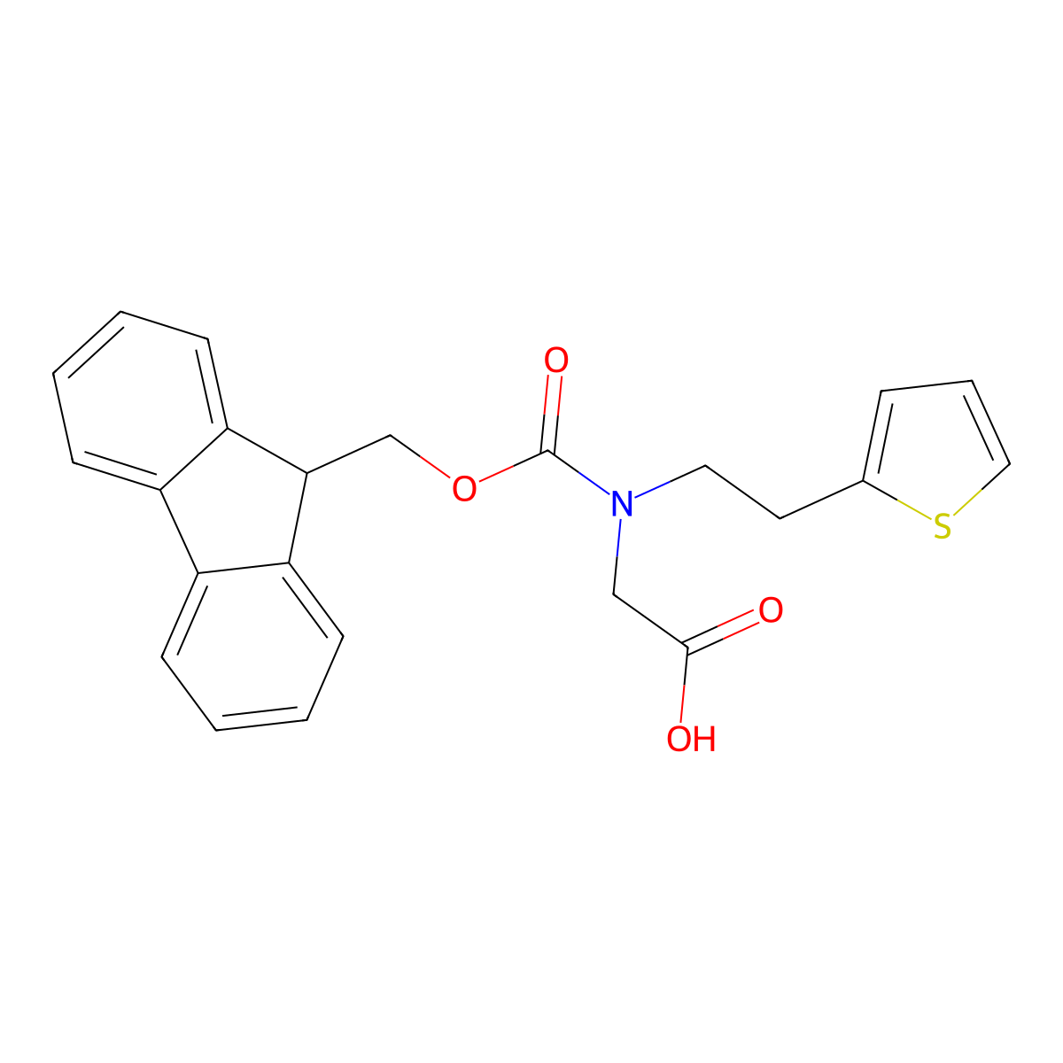 2-({[(9H-fluoren-9-yl)methoxy]carbonyl}[2-(thiophen-2-yl)ethyl]amino)acetic acid molecular structure, CAS 2094641-12-8