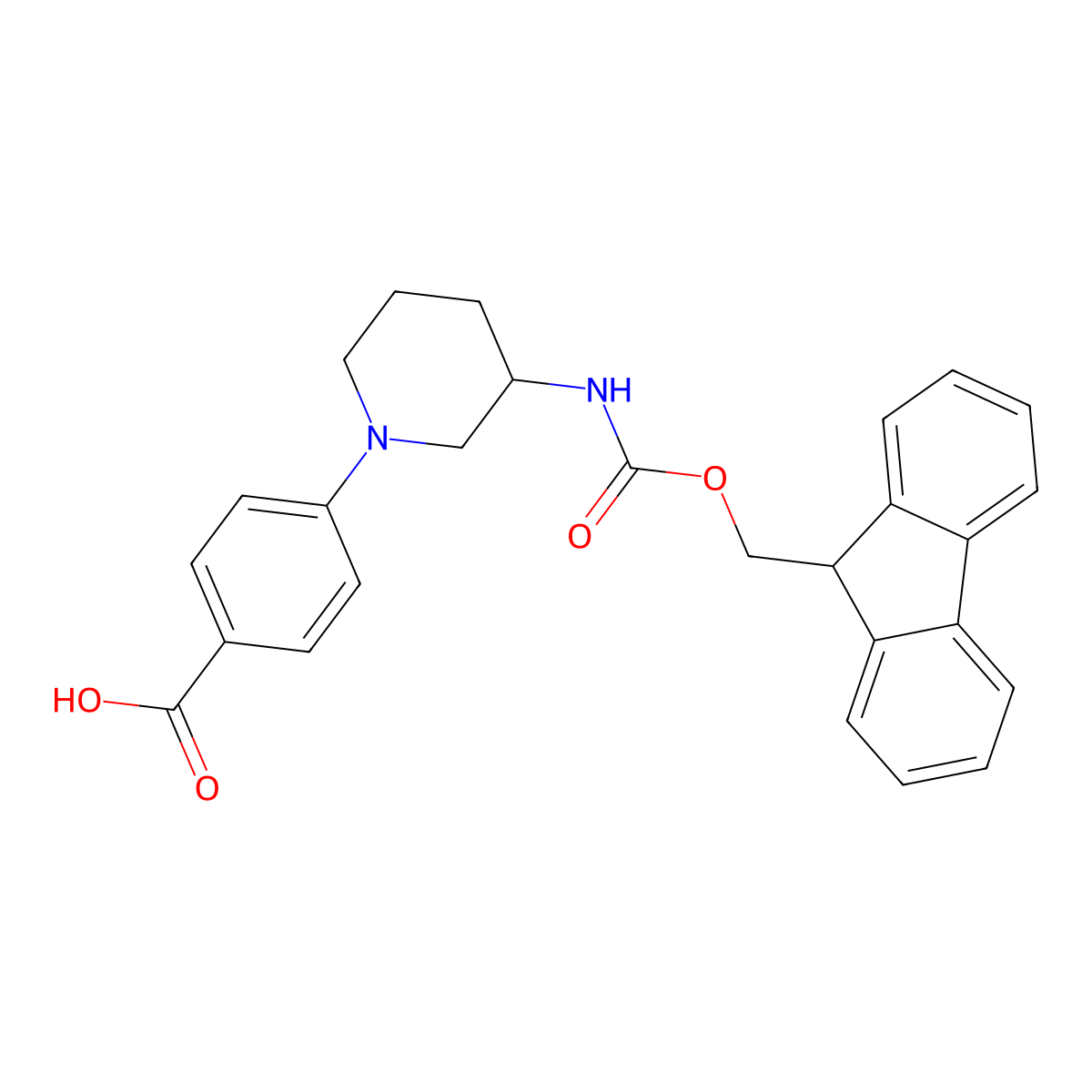 4-[3-({[(9H-fluoren-9-yl)methoxy]carbonyl}amino)piperidin-1-yl]benzoic acid molecular structure, CAS 2094684-18-9