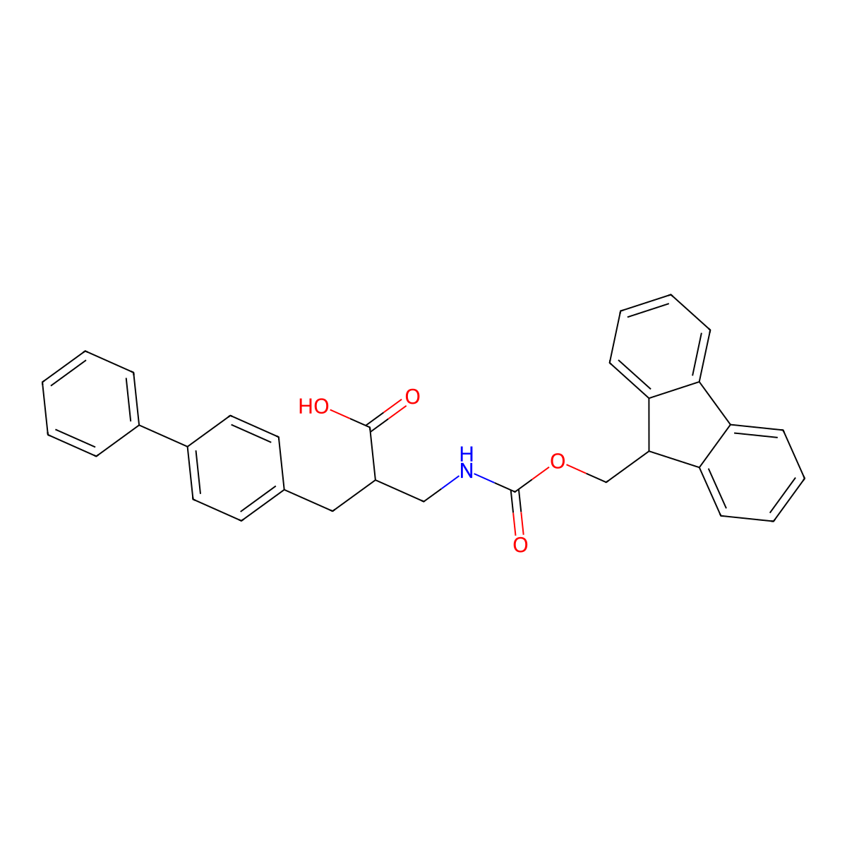 3-({[(9H-fluoren-9-yl)methoxy]carbonyl}amino)-2-[(4-phenylphenyl)methyl]propanoic acid molecular structure, CAS 2094684-25-8