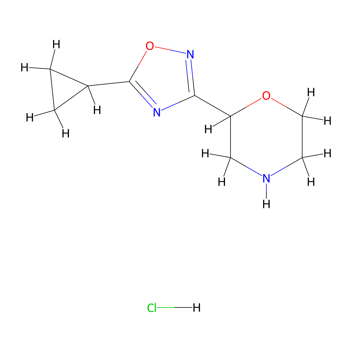2-(5-Cyclopropyl-1,2,4-oxadiazol-3-yl)morpholine hydrochloride molecular structure, CAS 2094693-90-8