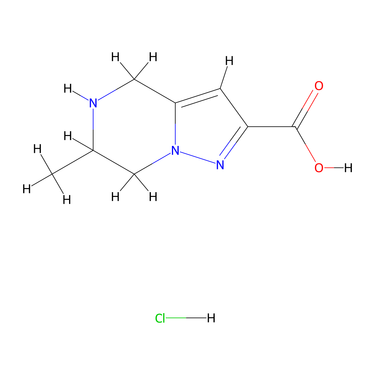 6-methyl-4H,5H,6H,7H-pyrazolo[1,5-a]pyrazine-2-carboxylic acid hydrochloride molecular structure, CAS 2094696-44-1