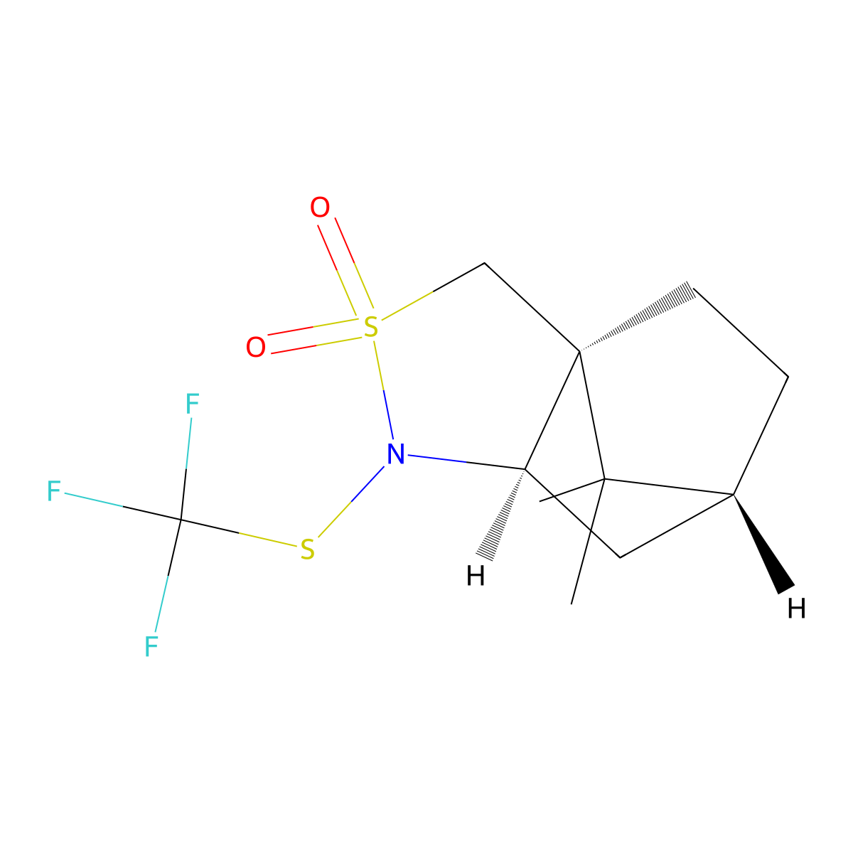 (3aS,6R,7aR)-8,8-Dimethyl-1-((trifluoromethyl)thio)hexahydro-1H-3a,6-methanobenzo[c]isothiazole 2,2-dioxide molecular structure, CAS 2094737-51-4