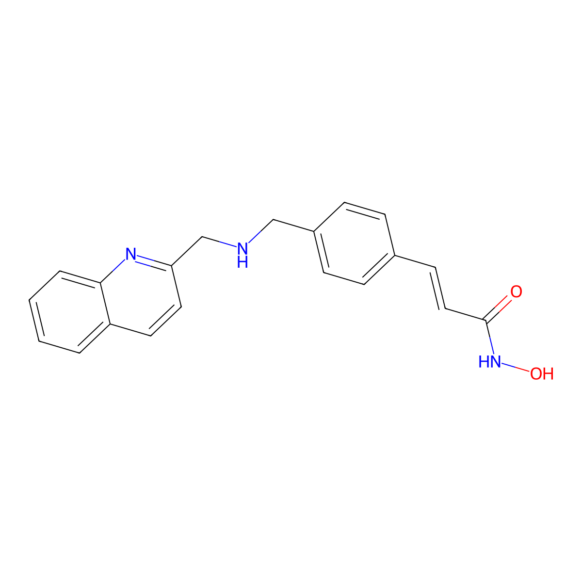 (E)-N-hydroxy-3-[4-[(quinolin-2-ylmethylamino)methyl]phenyl]prop-2-enamide molecular structure, CAS 2094810-82-7