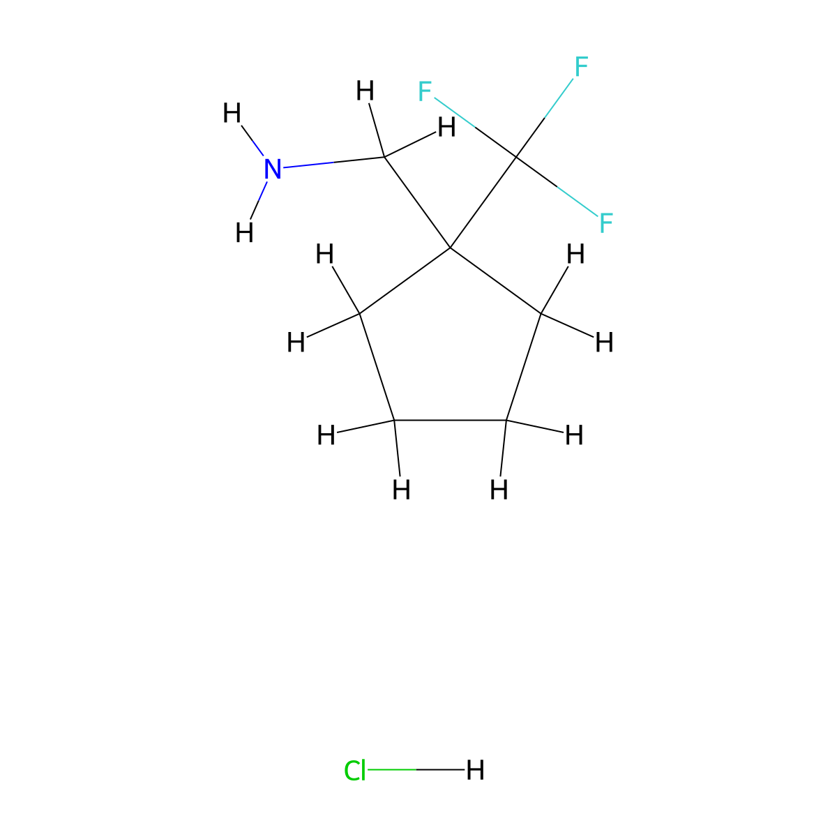 [1-(Trifluoromethyl)cyclopentyl]methanamine hydrochloride molecular structure, CAS 2094816-19-8