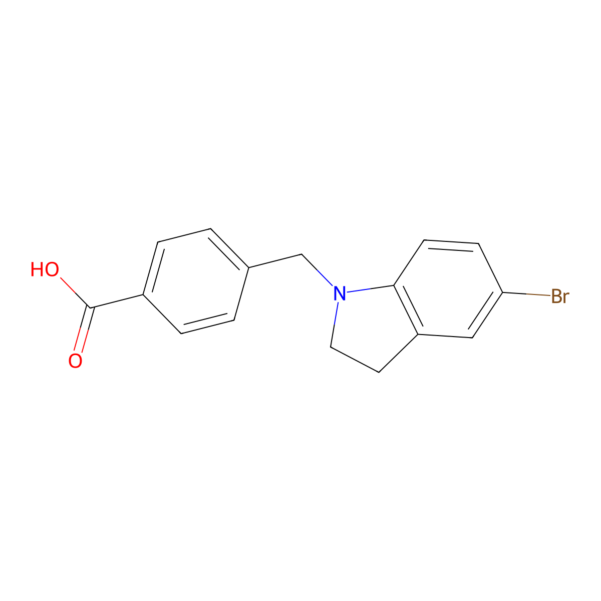 4-(5-Bromo-2,3-dihydroindol-1-ylmethyl)-benzoic acid molecular structure, CAS 2094826-56-7
