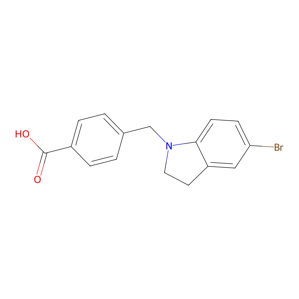 4-(5-Bromo-2,3-dihydroindol-1-ylmethyl)-benzoic acid molecular structure, CAS 2094826-56-7